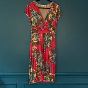 Boden Pink and Blue Floral Midi Dress